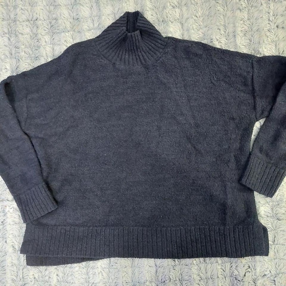 Eileen Fisher navy‎ mockneck sweater small (see pic for imperfection)